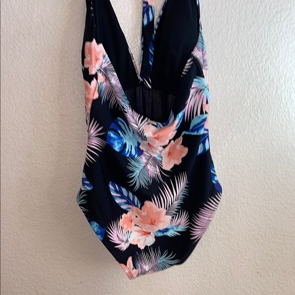 DKNY Black and Pink One Piece Swimsuit with Halter Neck - Picture 6 of 8